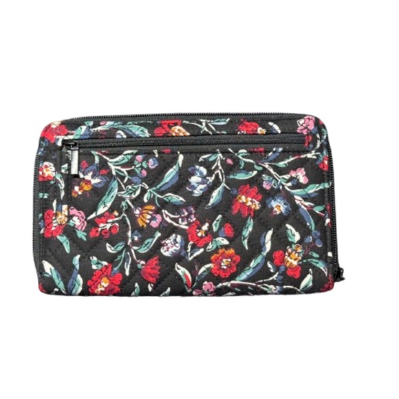 Vera Bradley RFID Deluxe Travel Wallet Perennials Noir (NWT) - Picture 2 of 4